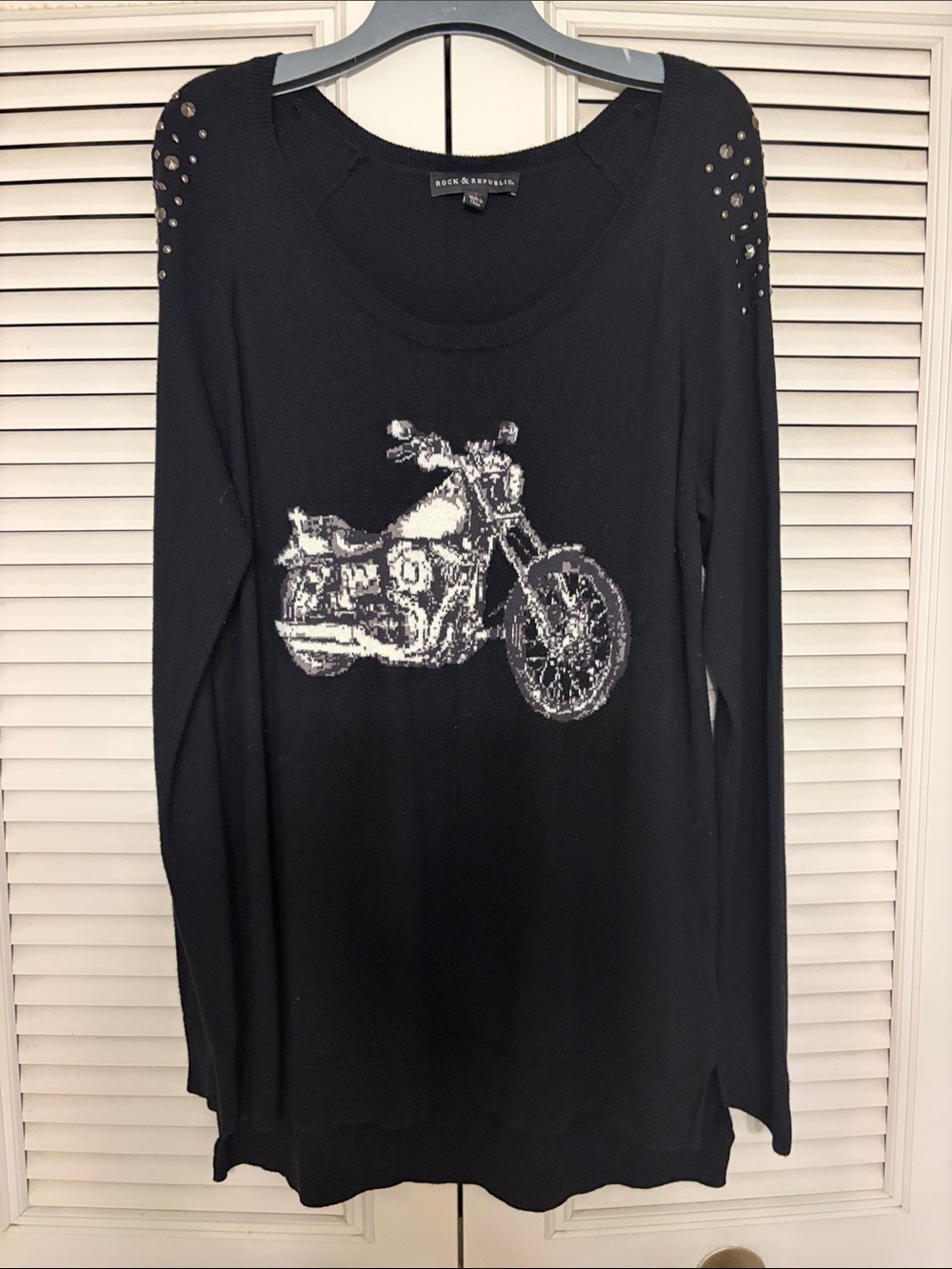 ROCK & REPUBLIC Motorcycle Sweater with Studs